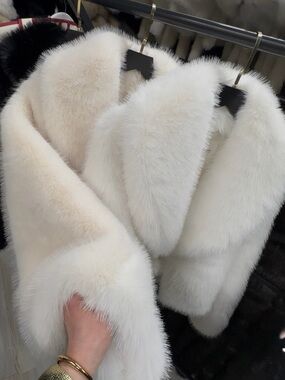 Lux White Faux Fur Jacket Size S